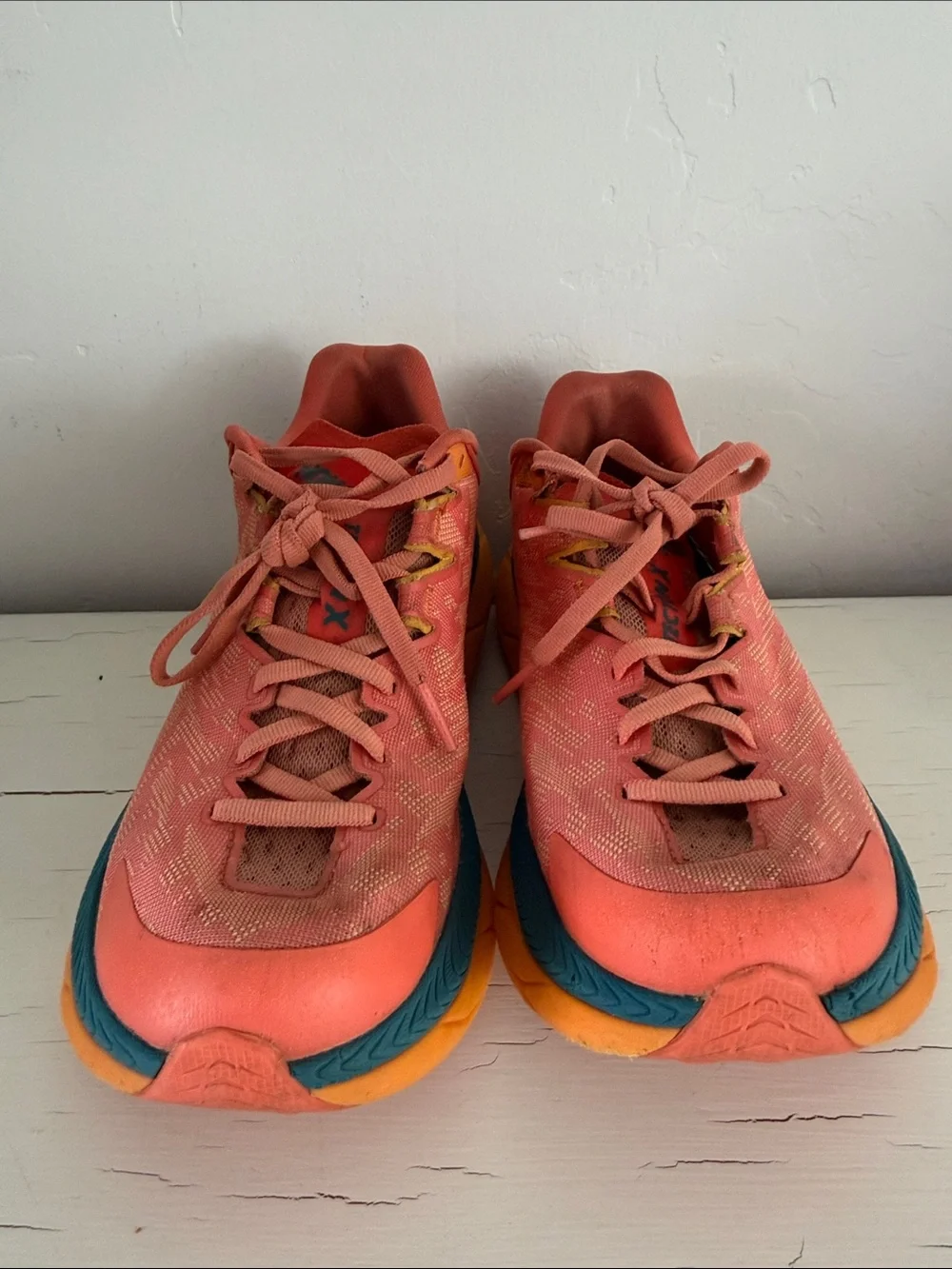 Hoka Tecton X Women’s 7 Coral Orange Trail Running Shoes Carbon Plate Sneakers